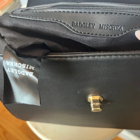 Badgley Mischka Kelly Studded/Big Chain Crossbody in Black Vegan Leather (NWT) - Picture 9 of 11